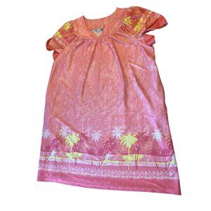 Anthony Richards Womens House Dress 3X Pink Tropical Print Short Sleeve